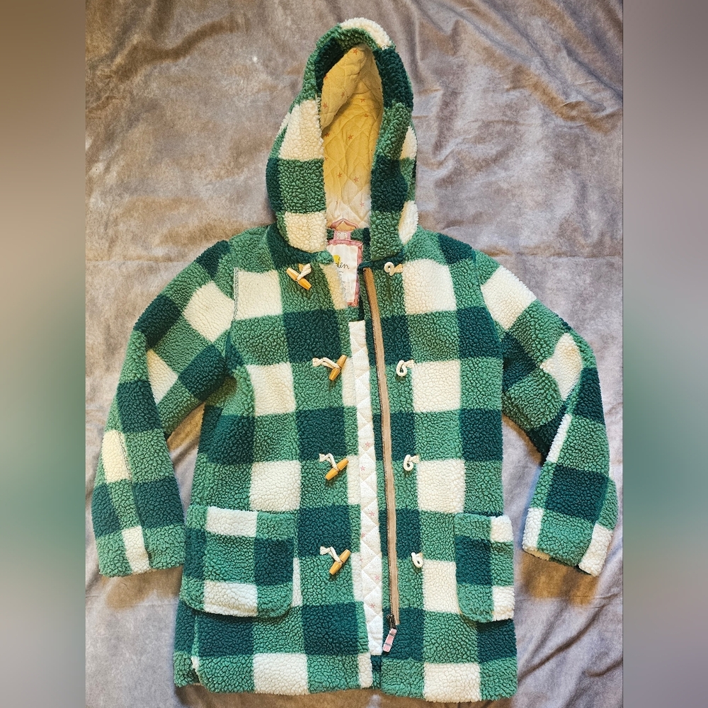 Boden Green and White Sherpa Jacket